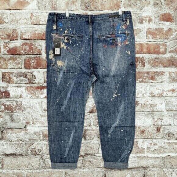 2/$50 Man X OneTeaspoon Blue Suede Tapered Jeans 34R | Designer Distressed Denim - Picture 2 of 7